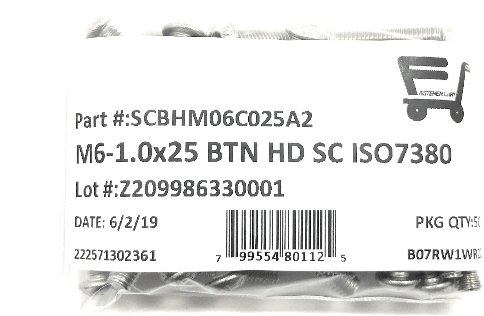 (50) M6 x 1.0 x25 Stainless Steel Button Head Socket Cap Screws ISO7380 M6-1.00