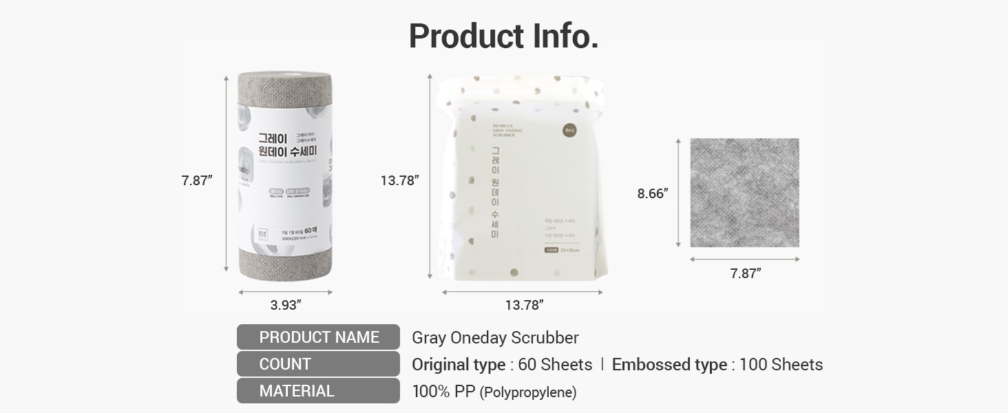 Gray One Day Scrubber – No Odor Dishcloths for Washing Utensils, Cookware, &