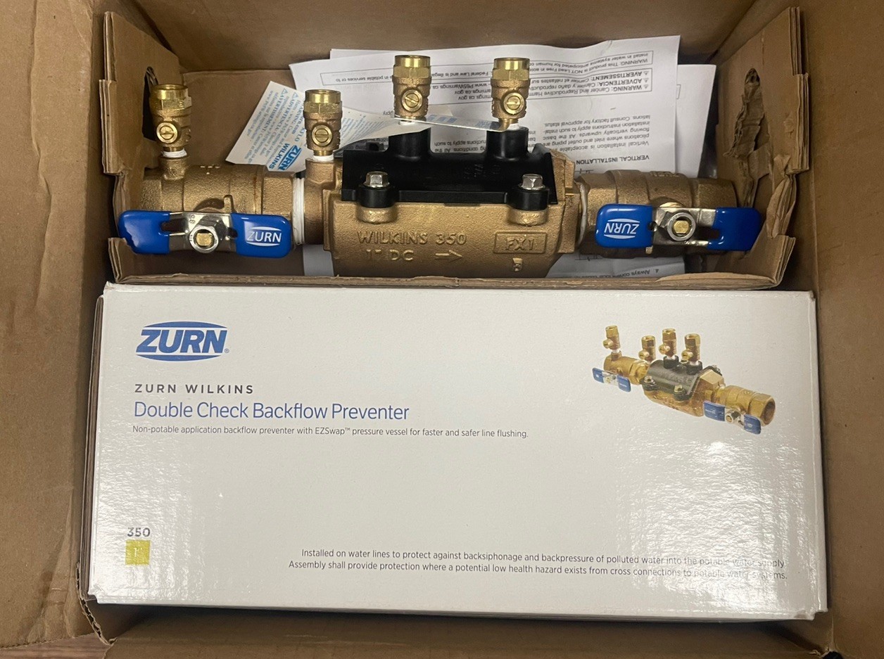 Zurn Wilkins 1” 350 Double Check Backflow Preventer Lead-Free EZ Swap NIB