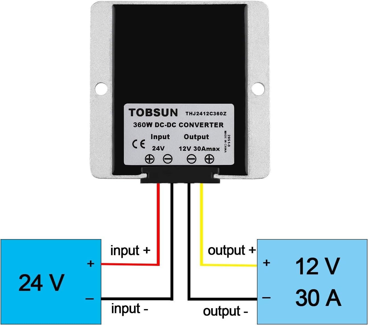 DC 24V Step Down to DC 12V 30A 360W Power Converter Voltage Regulator Waterproof