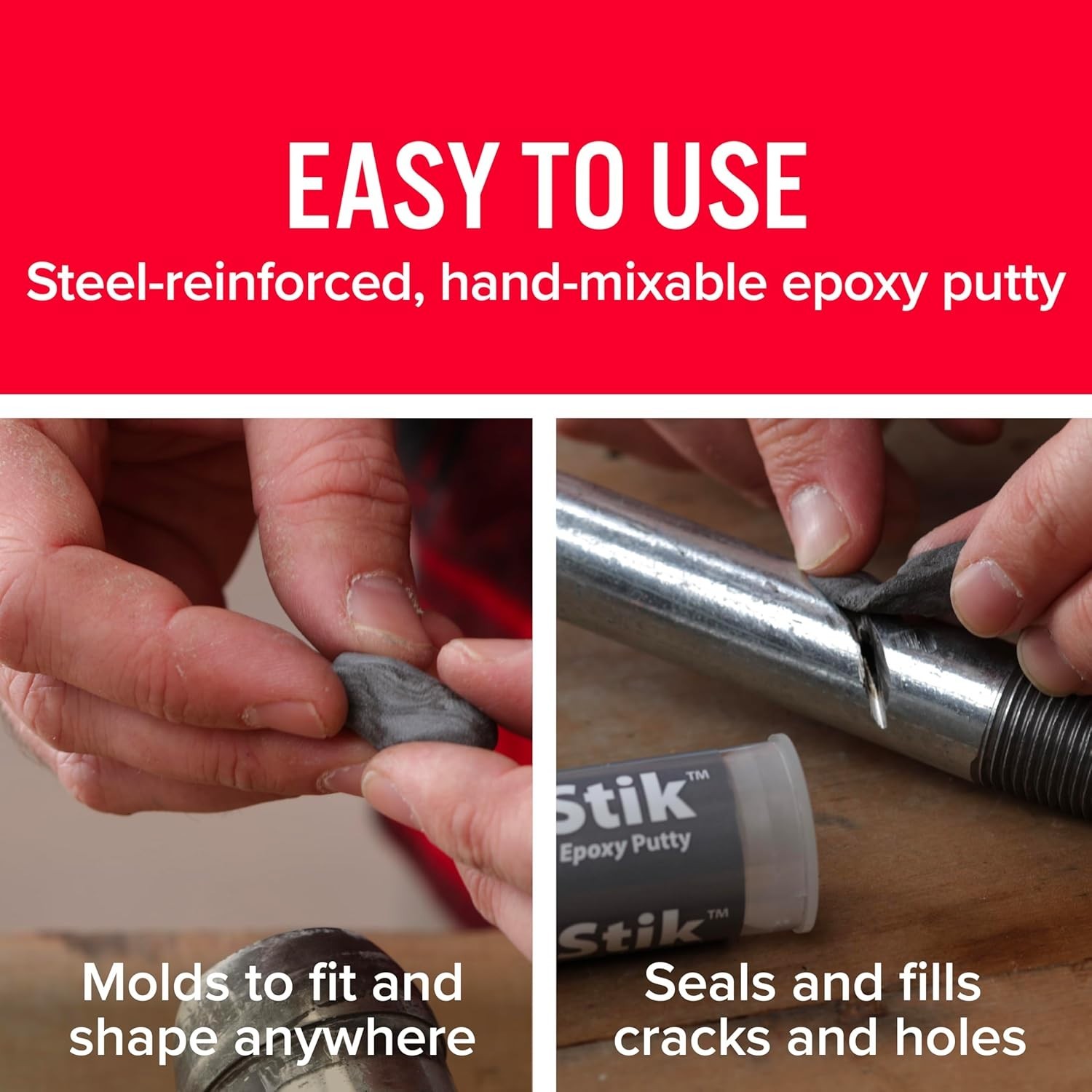 Steel-Reinforced Epoxy Putty Stick, Waterproof & Fast Drying – 2 Pack, 2 Oz.