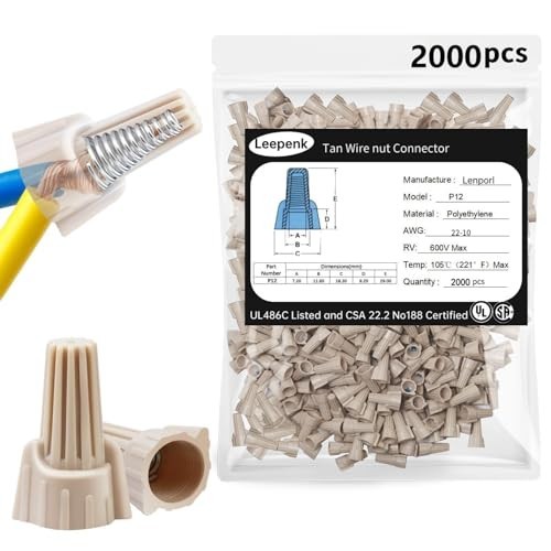 2000 Pcs Electrical Wire Connectors – Twist Wire Caps, Winged Springs, 22-10 AWG