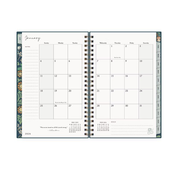 5"x8" 2026 Weekly/Monthly Wirebound Planner Hardcover Blackthorn Blue
