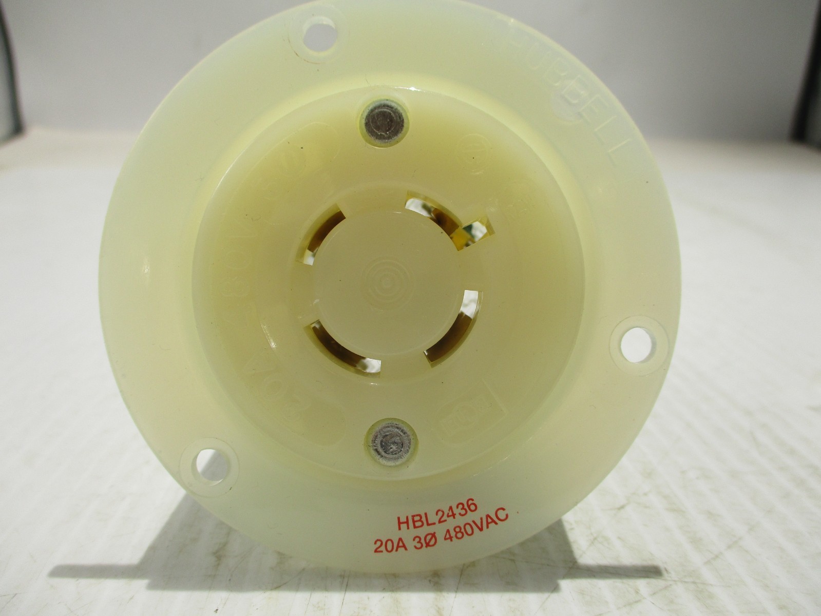 NEW HUBBELL HBL2436 TWIST-LOCK RECEPTACLE FLANGED 20A 480V 3P4W