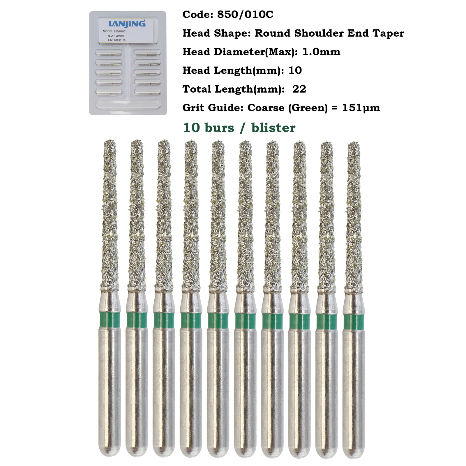 Dental Diamond Burs FG Round End Taper Bur Super Coarse Fine 856 850 High Speed