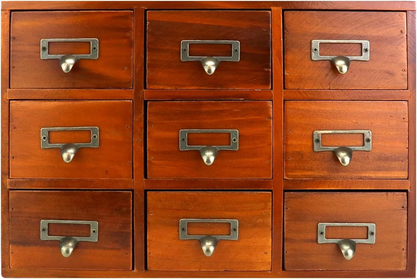 Brown Apothecary Cabinet for Desk Storage with 9 Drawers, No Assembly Required