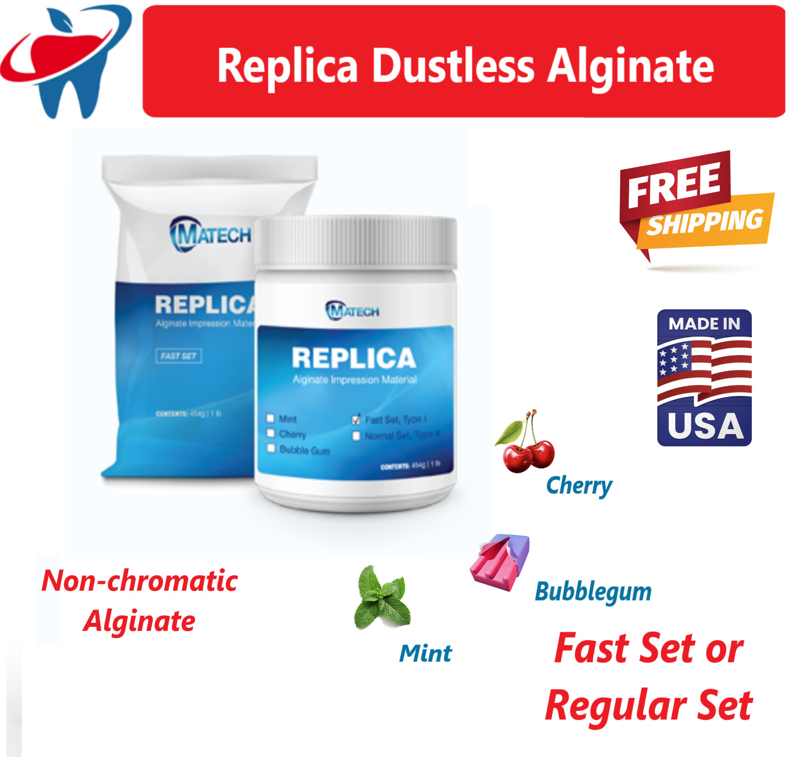 Replica Non-chromatic Alginate, Regular Set or Fast Set VPS Impression Materal