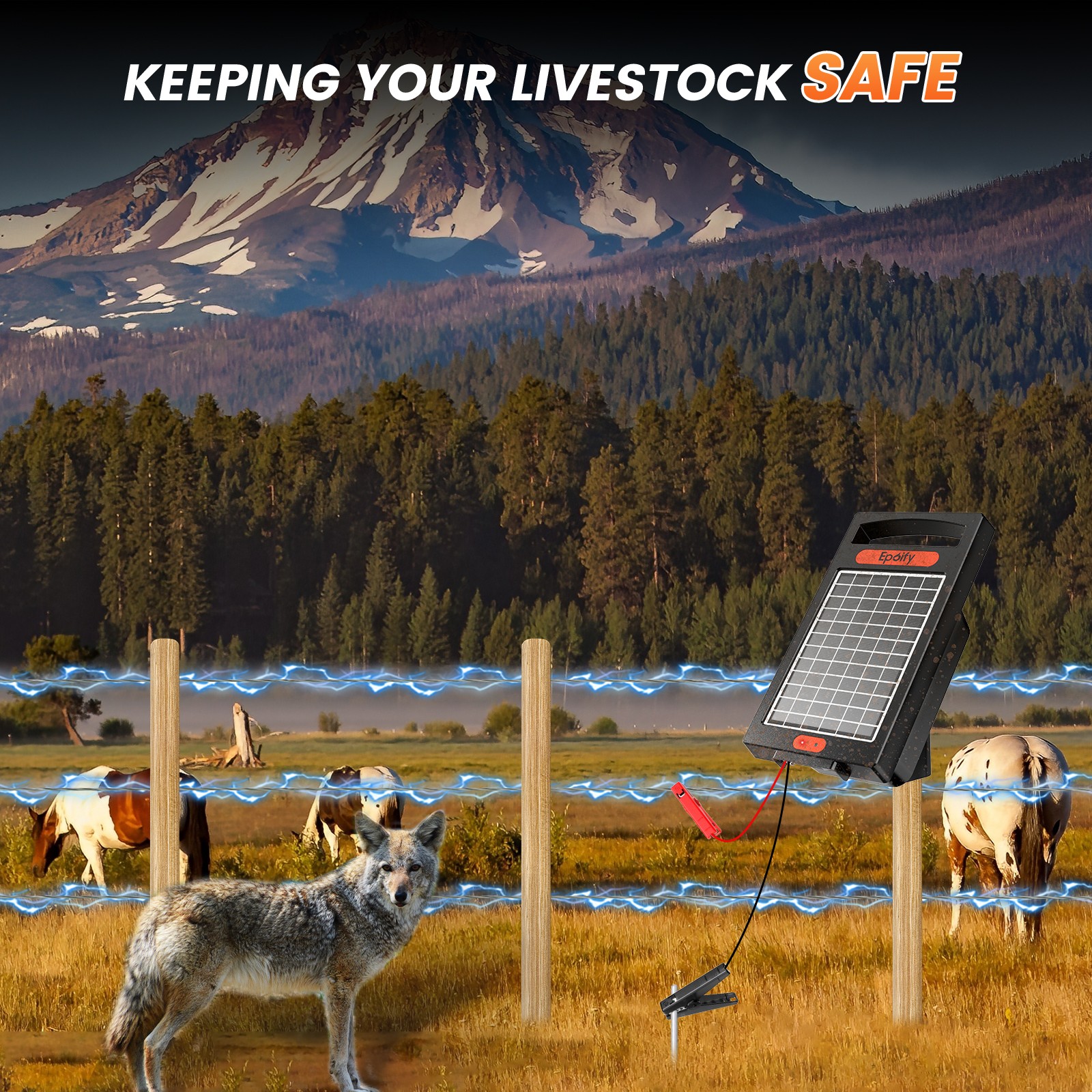 24H Uninterrupted Protection Solar Fence Charger 10 Miles Electric Fence Charger