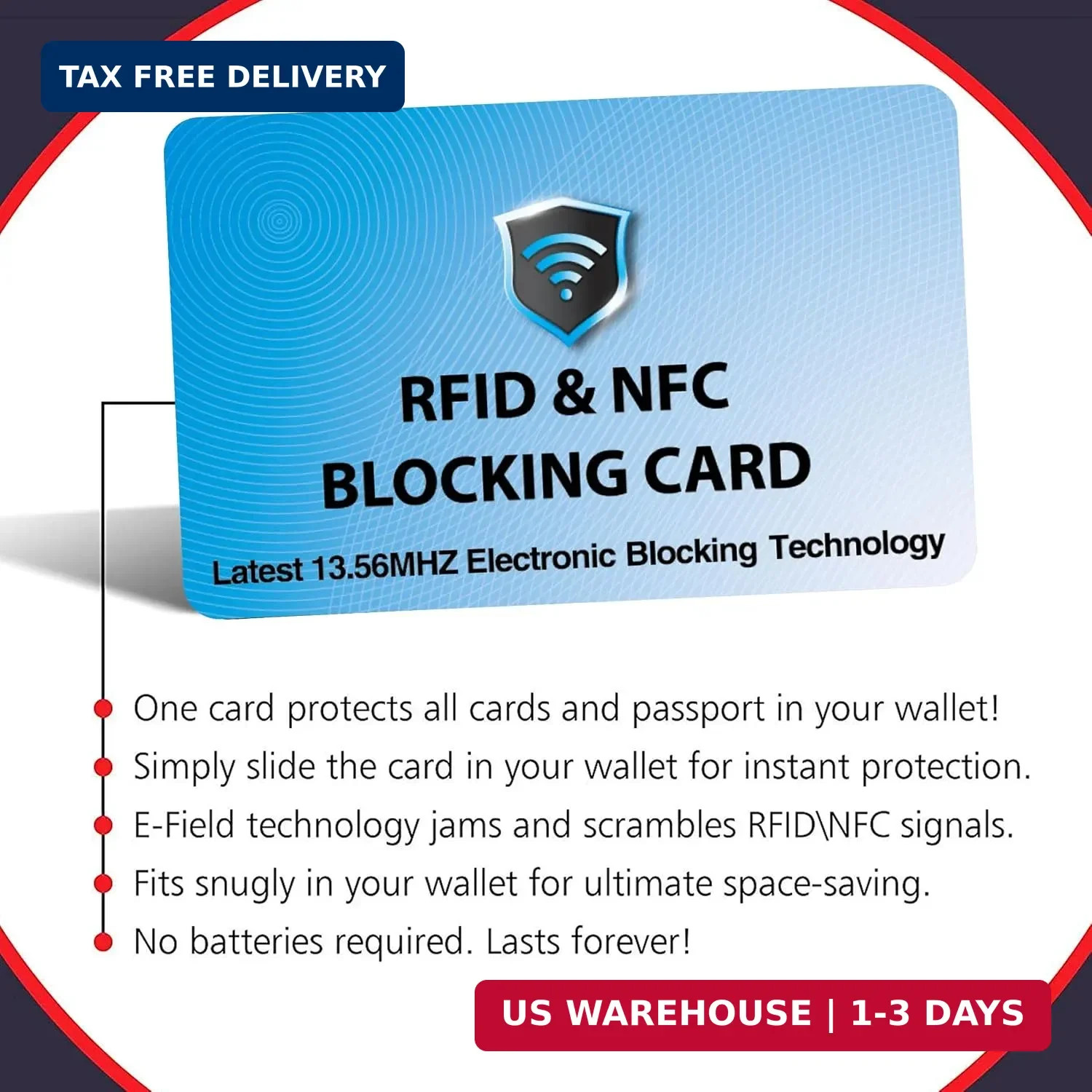 5 Pack RFID Blocking Card for Credit Debit ID Card, Sky Blue | Slim A