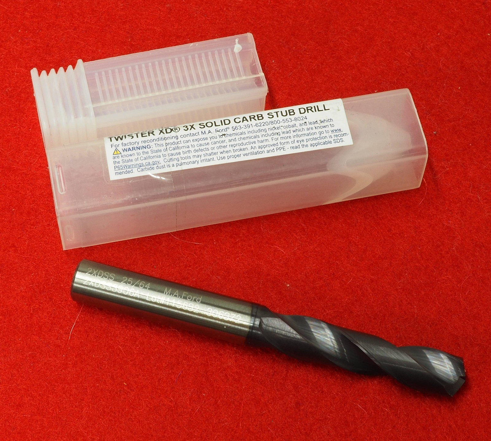 NIB M.A. Ford 2XDSS3906A 25/64” Solid Carbide Stub Drill Bit Twister XD