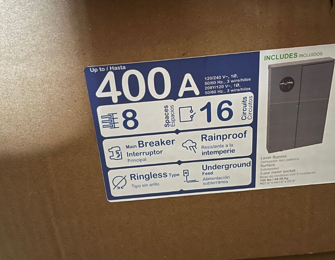 Square D 400 Amp Meter Main Combo 8-16 N3R Underground Feed FL approved