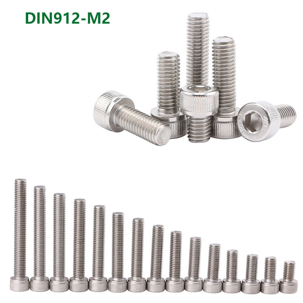 M2 304 Stainles Steel Metric Allen Hex Socket Cap Head Screw Bolt DIN912