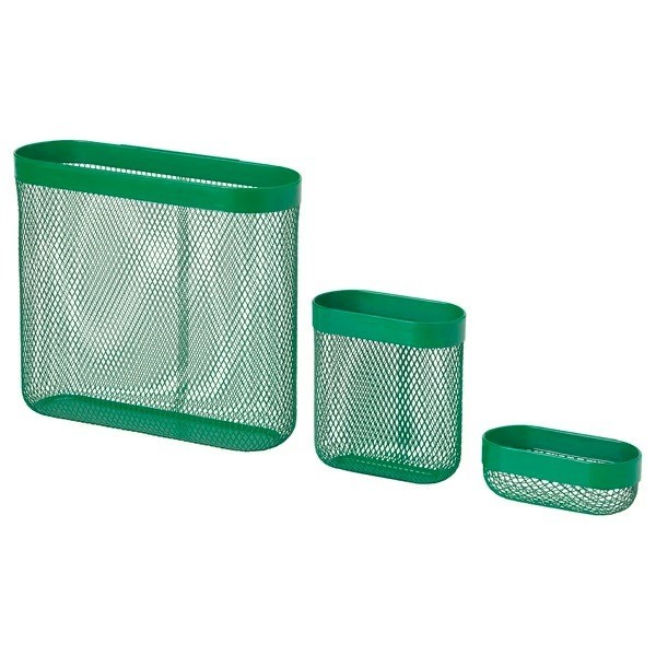Set of 3 IKEA SKADIS Storage basket, Mesh Green, Steel pegboard accessories