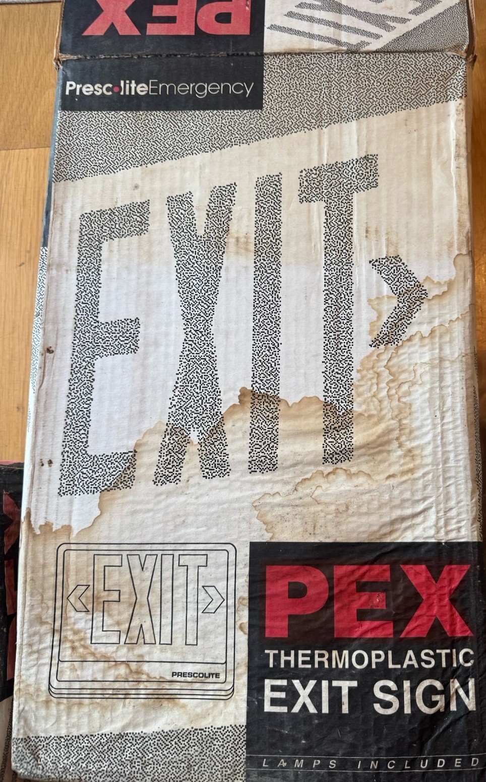 Prescolite Emergency PEX Thermoplastic Red/White Illum. Exit Sign (lamps Incl.)