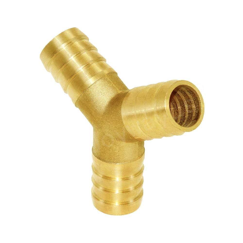 Joywayus 1″ Hose Barb Y Shaped 3 Way Union Fitting Intersection/Split Brass W…