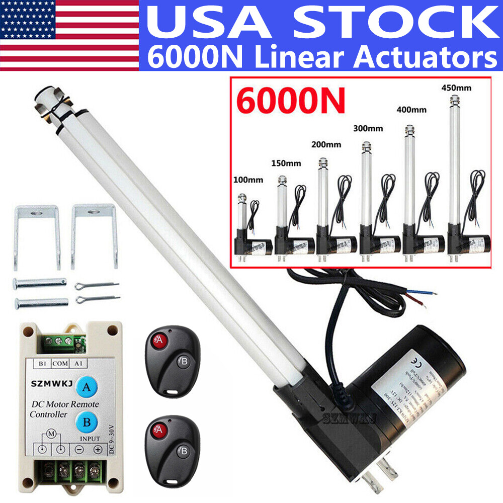 12V Linear Actuator 6000N 100mm-450mm Electric Wireless Motor Control W/ Bracket