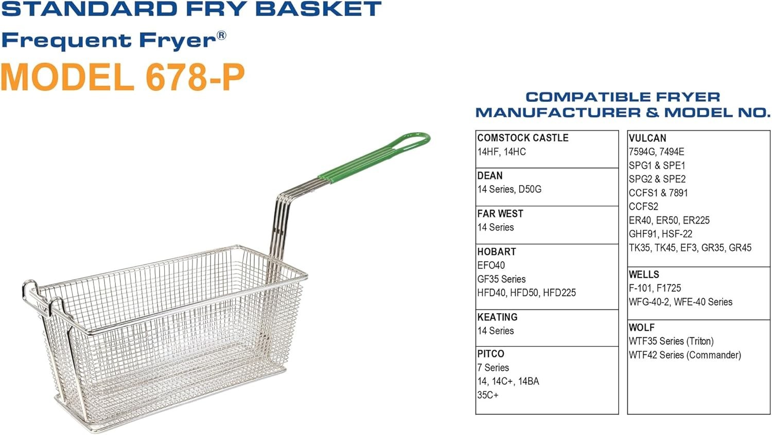 Prince Castle Commercial Fry Basket, 13.25″ X 6.5″ X 5.81″, Wire Mesh 678-P
