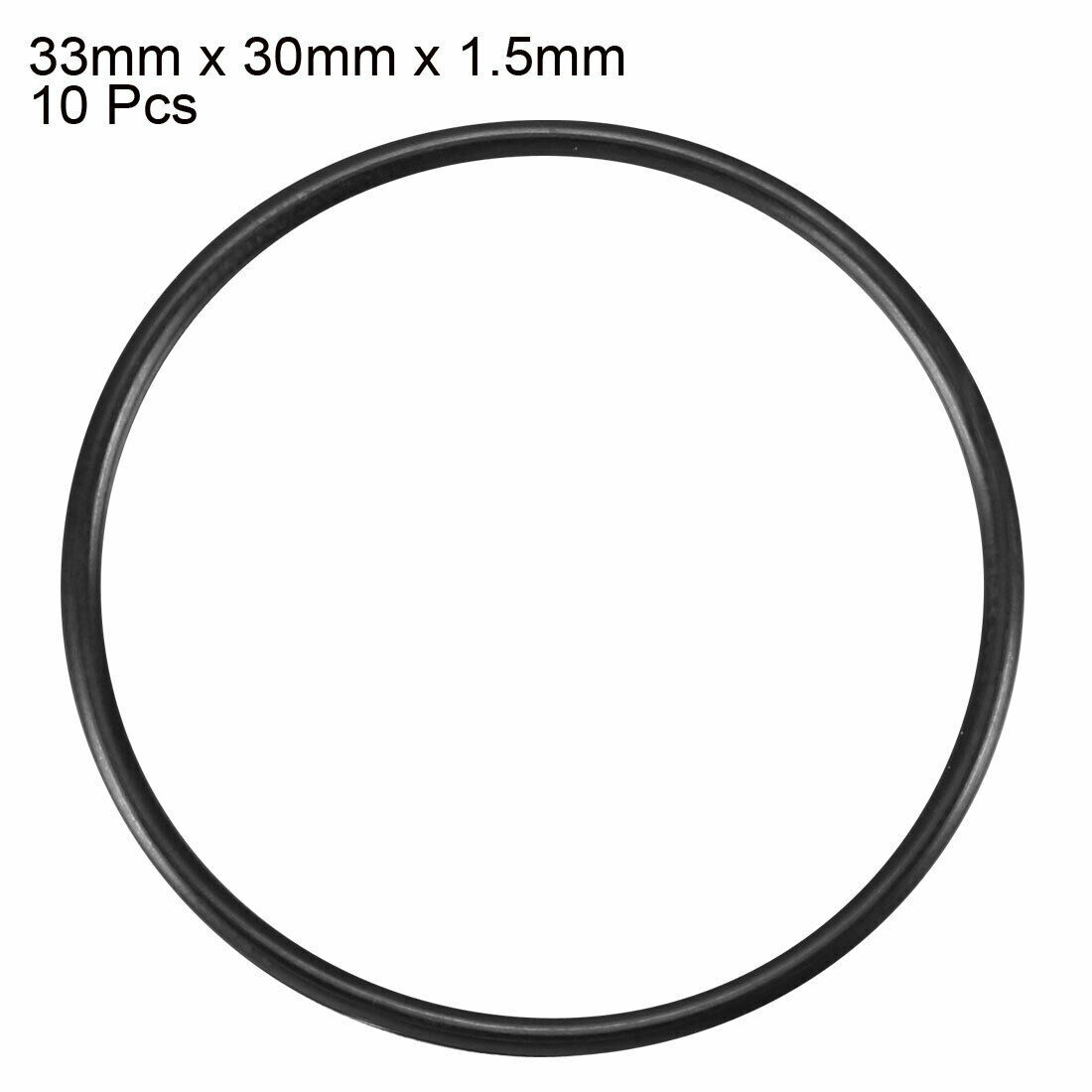 10 Pcs Black Rubber O Ring Oil Seal Gasket Washers 33mm x 30mm x 1.5mm
