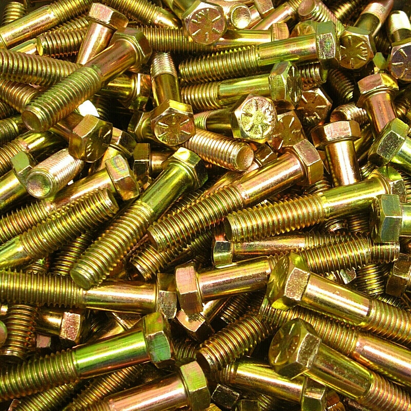 (50) 7/16″-14 X 2-1/4″ Grade 8 Hex Head Cap Screw Bolt Yellow Zinc Plated Coarse