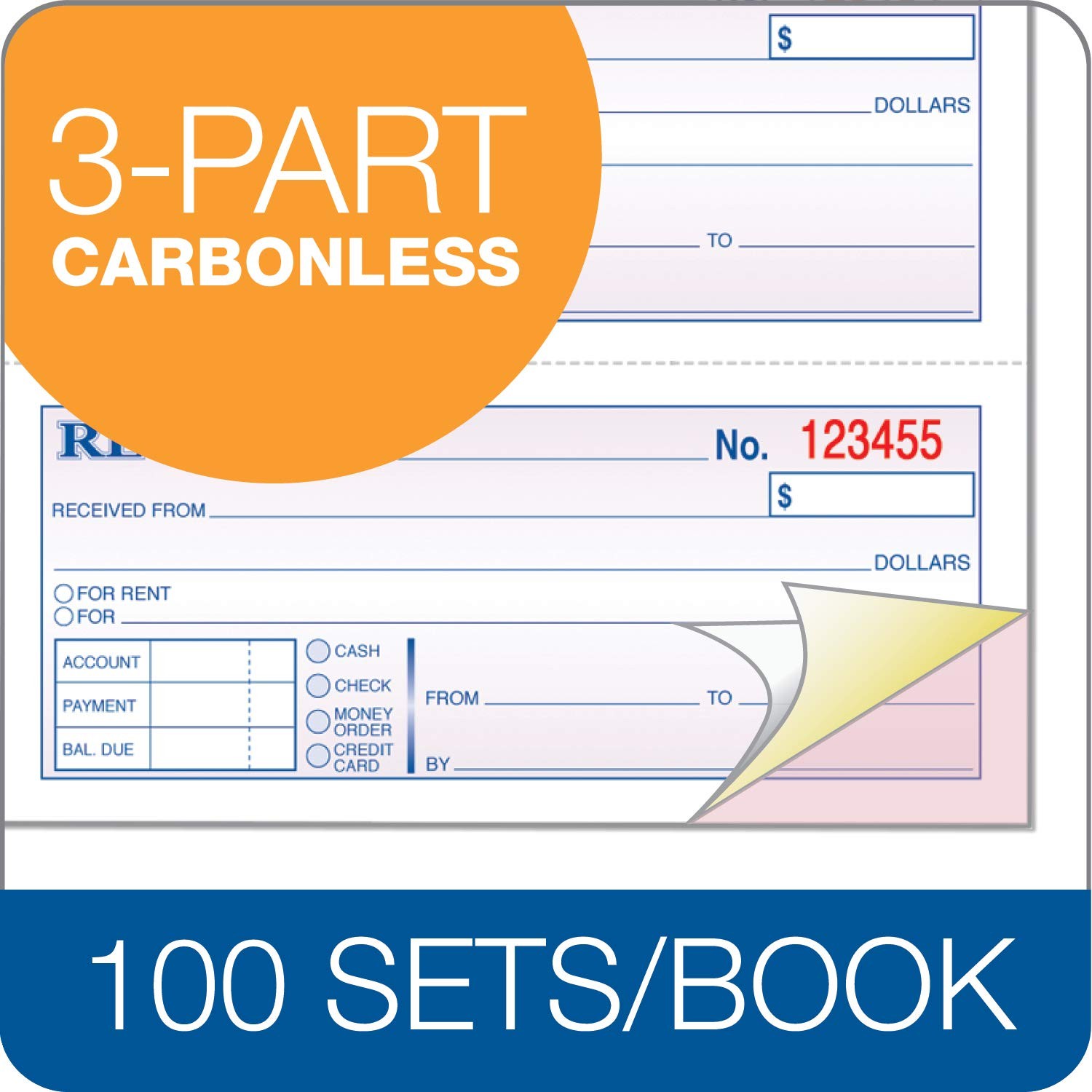 TOPS Money/Rent Receipt Book, 3-Part, Carbonless, 11 x 7-5/8 Inches, 4 Receipts/