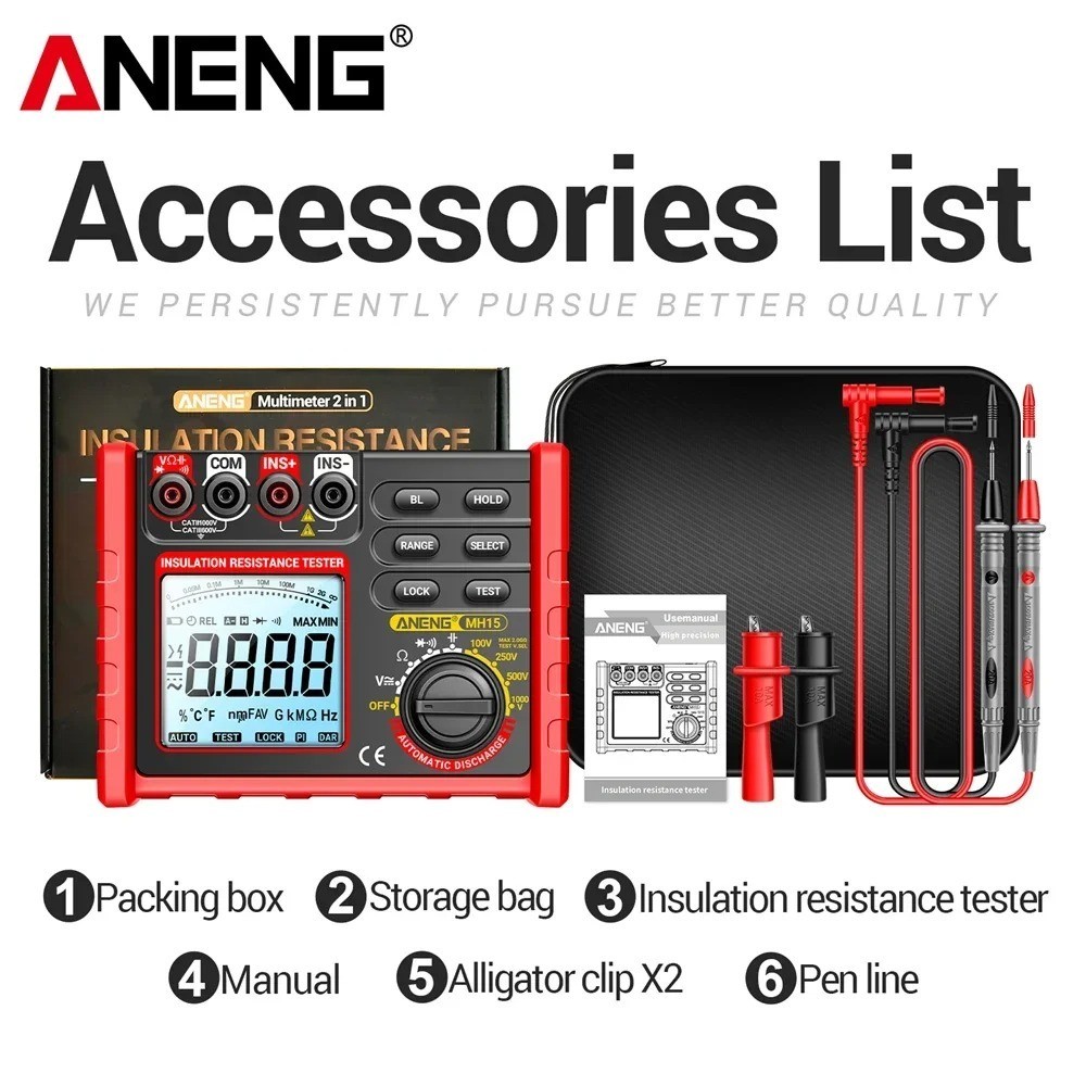 High Precision Insulation Resistance Meter Low Battery Warn Automatic Discharge