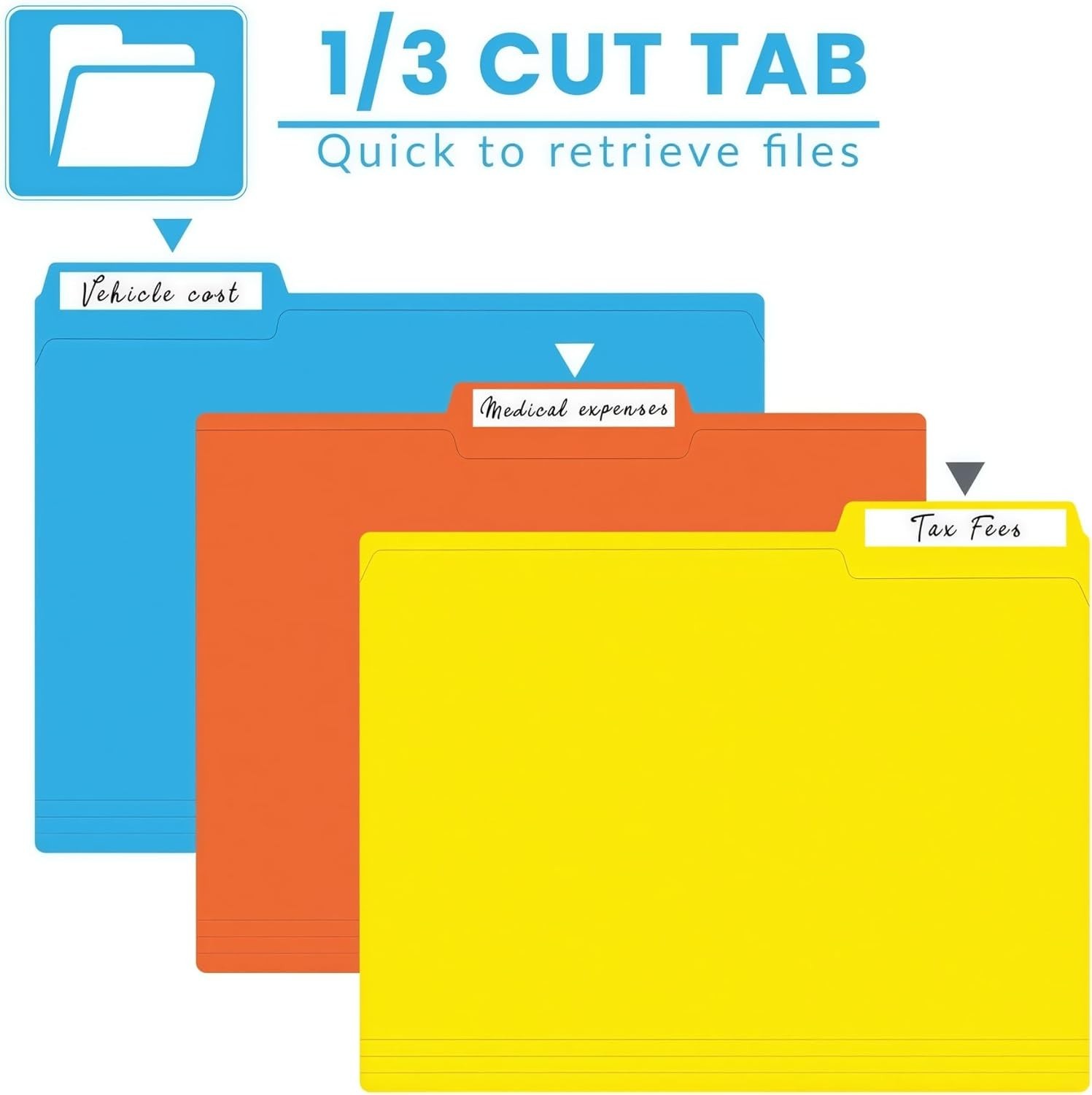 8/30/120 Pack Colored File Folders, 1/3 Cut Tab Letter Size 8.5″ x 11″ Manila