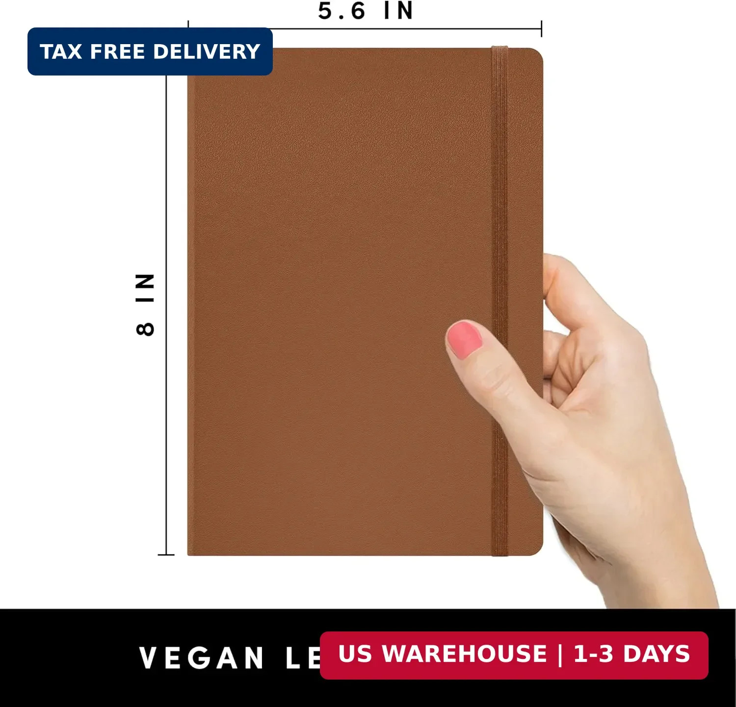 PAPERAGE Blank Journal Notebook, (Cognac), 160 Pages, Medium 5.6 in x 8 in – 100