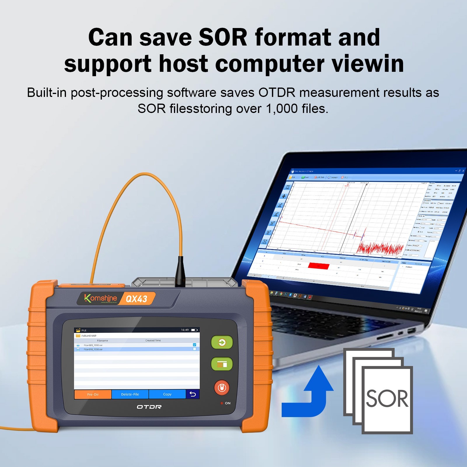 Komshine Fiber Optic OTDR 1310/1550nm 26/24dB Build in OPM/VFL/OLS/RJ45 Function