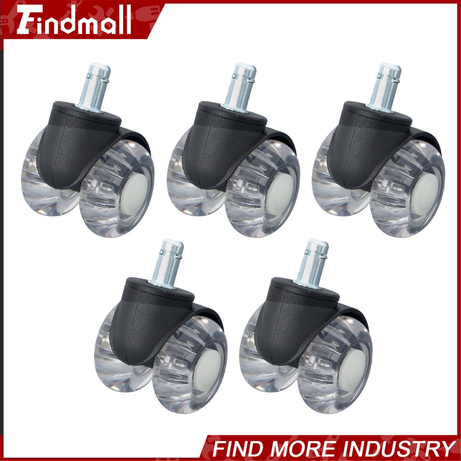 Findmall 5 Pack 2Inch Heavy Duty Office Chair Caster Rubber 360° Swivel Wheels