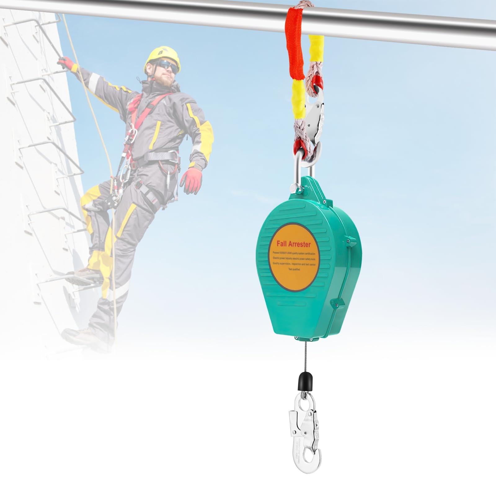 YJINGRUI 33ft/10m Self Retracting Lifeline, Heavy Duty 330lbs Retractable Saf…