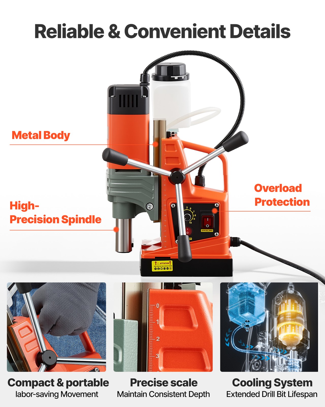 VEVOR Magnetic Drill Press Mag Drill Press 1400 W 2 in Boring Diameter 0-800 RPM