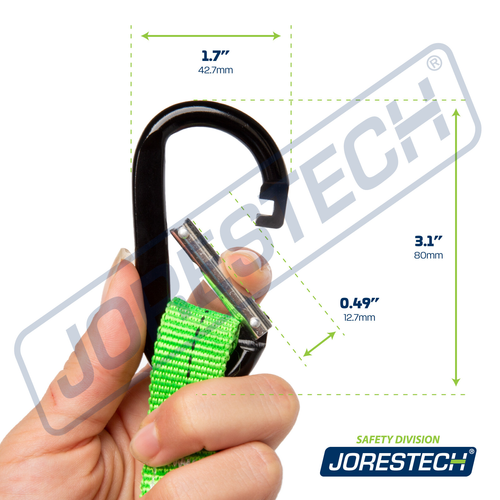 Tool Lanyard Shock Absorbing with Carabiner, 15lbs JORESTECH