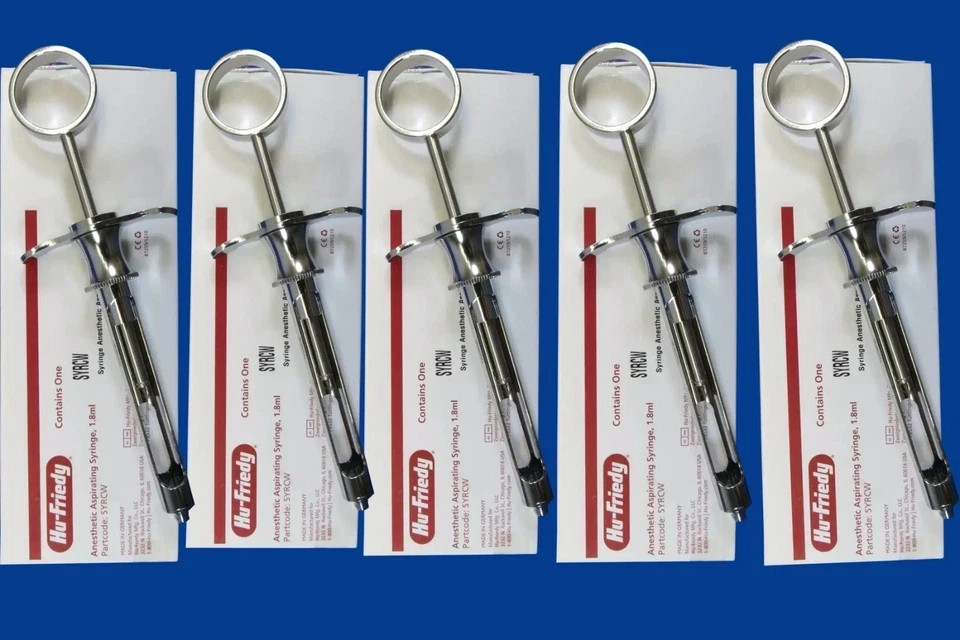 Lot of 5 Hu-Friedy CW Style Dental Anesthetic Aspirating 1.8ml Syringe SYRCW