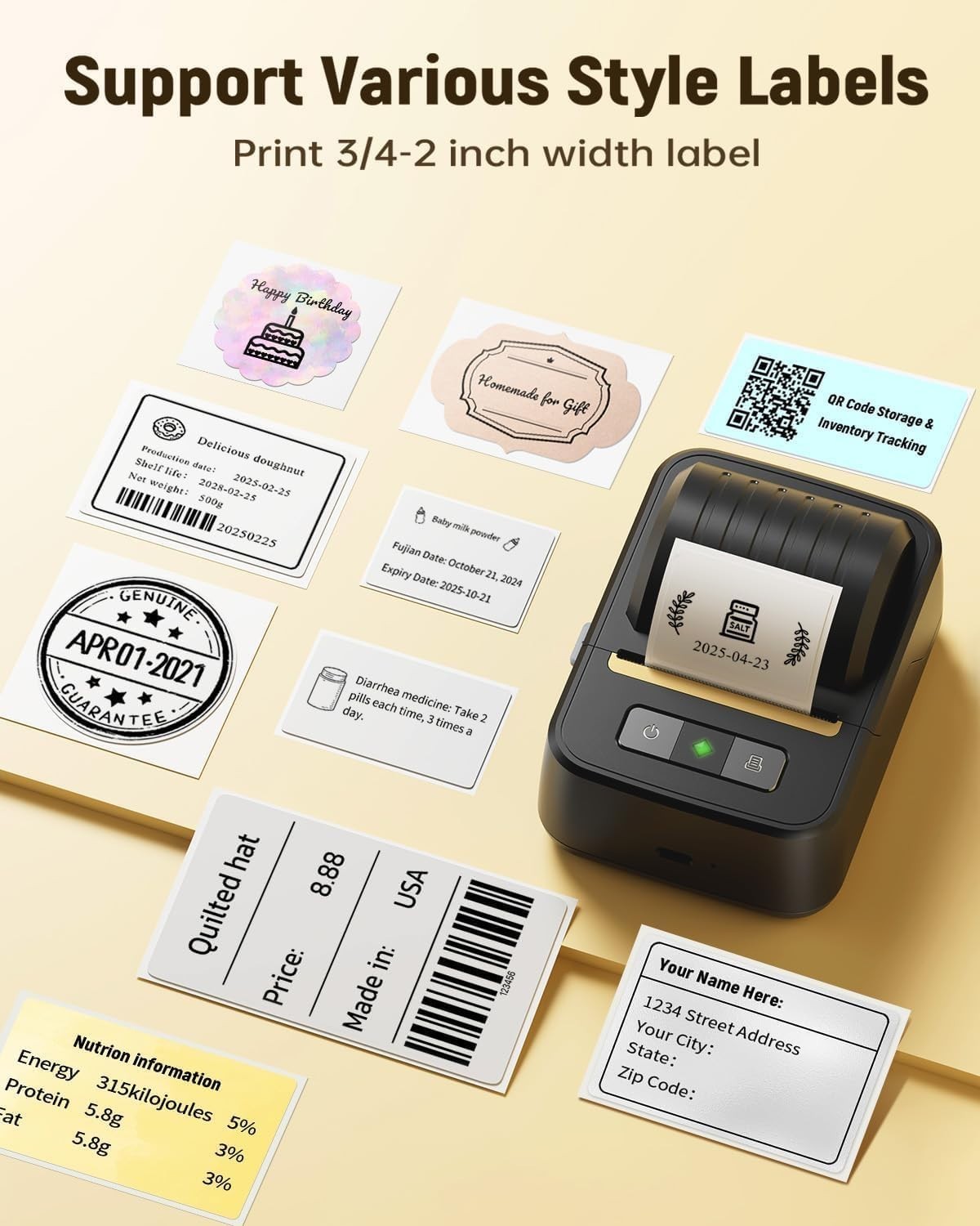 Label Maker Machine with Tape, Bluetooth Thermal Label Printer for Small Busines