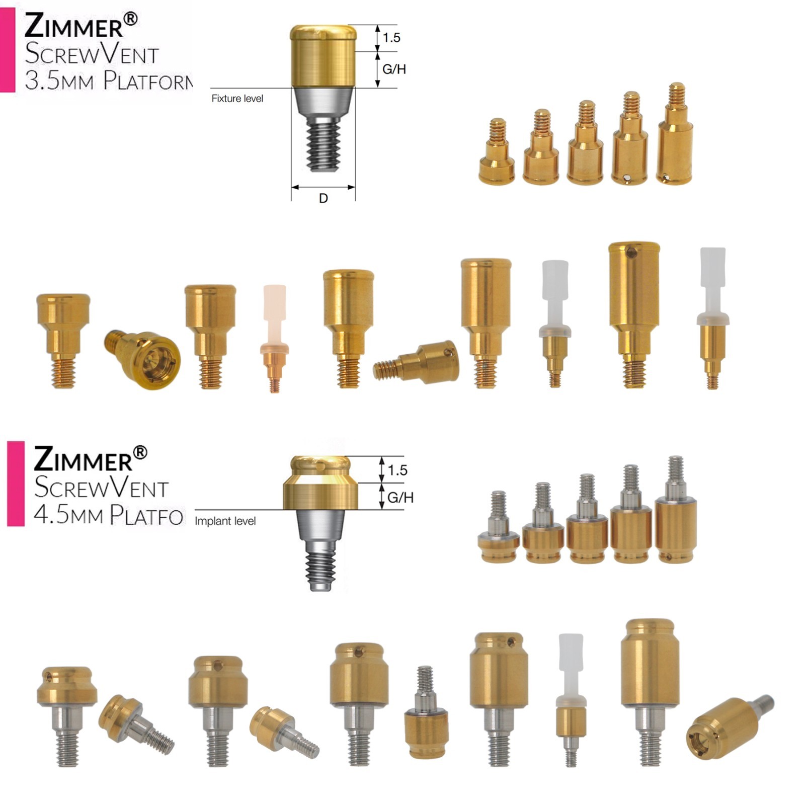 Locator Abutment 1–5mm for Zimmer TSV 3.5/4.5 Compatible MIS Adin Male Caps Tool