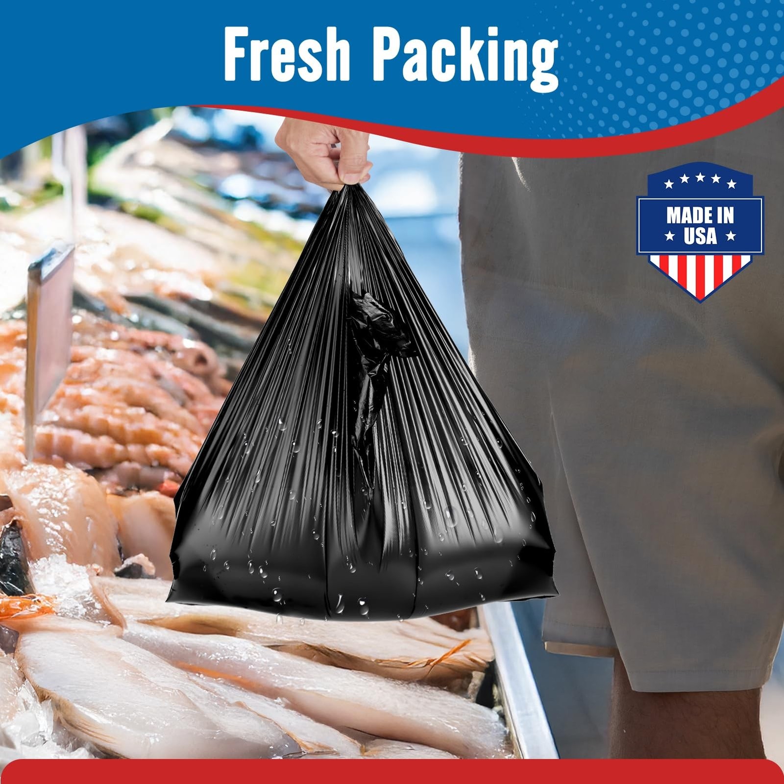 500 Count Plastic T-shirt Bags Black 12″x 6.5″x 21″Grocery Trash Take Out To Go