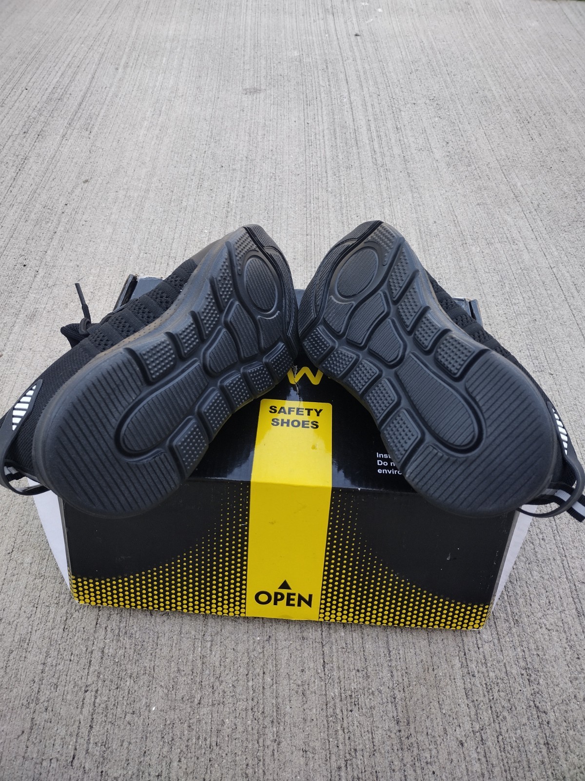 LUPWEE Safety Shoes Black Lace-Up Work Shoes w/ Box Safety Footwear size 6. e38