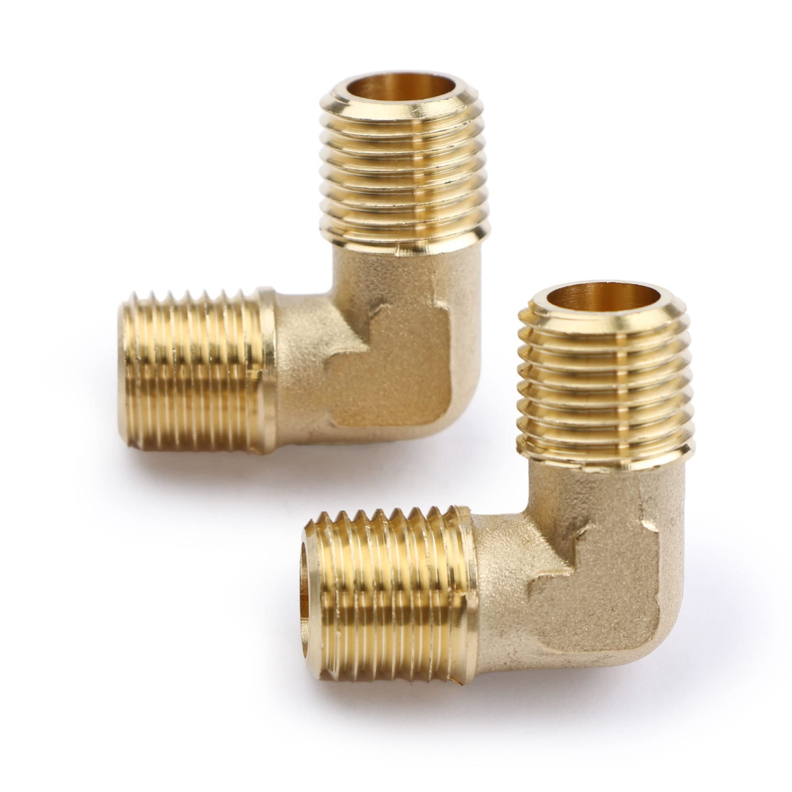 U.S. Solid 90 Degree Elbow Brass Fitting NPT 1/4″ Male x 1/4″ Male, 2pcs