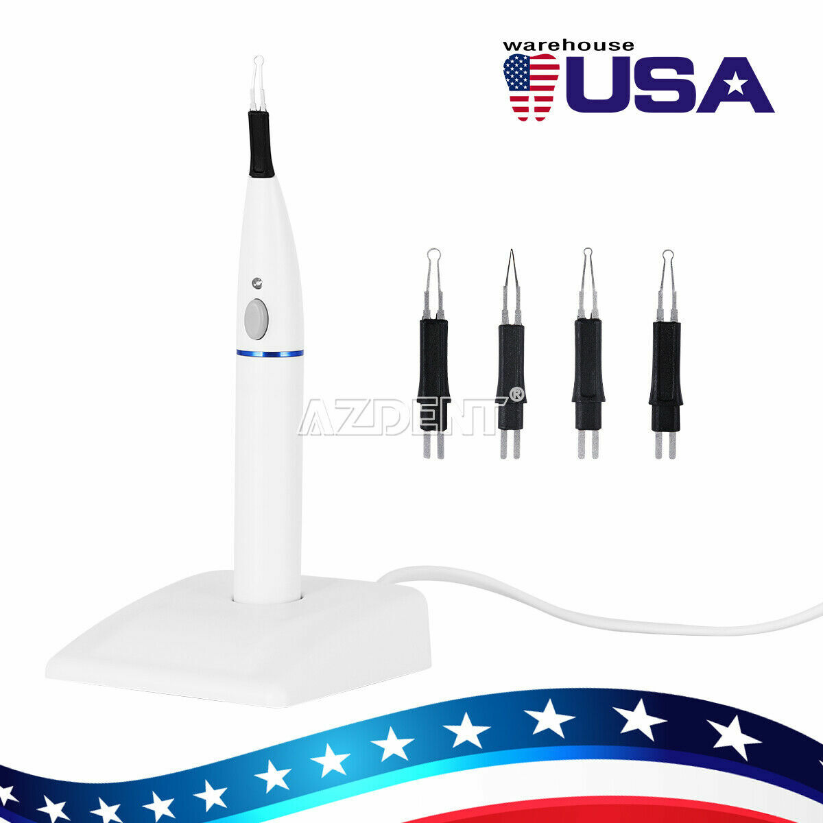AZDENT Dental Endo Cordless Gutta Percha Tooth Gum Cutter + 4 Pcs Heat Tips