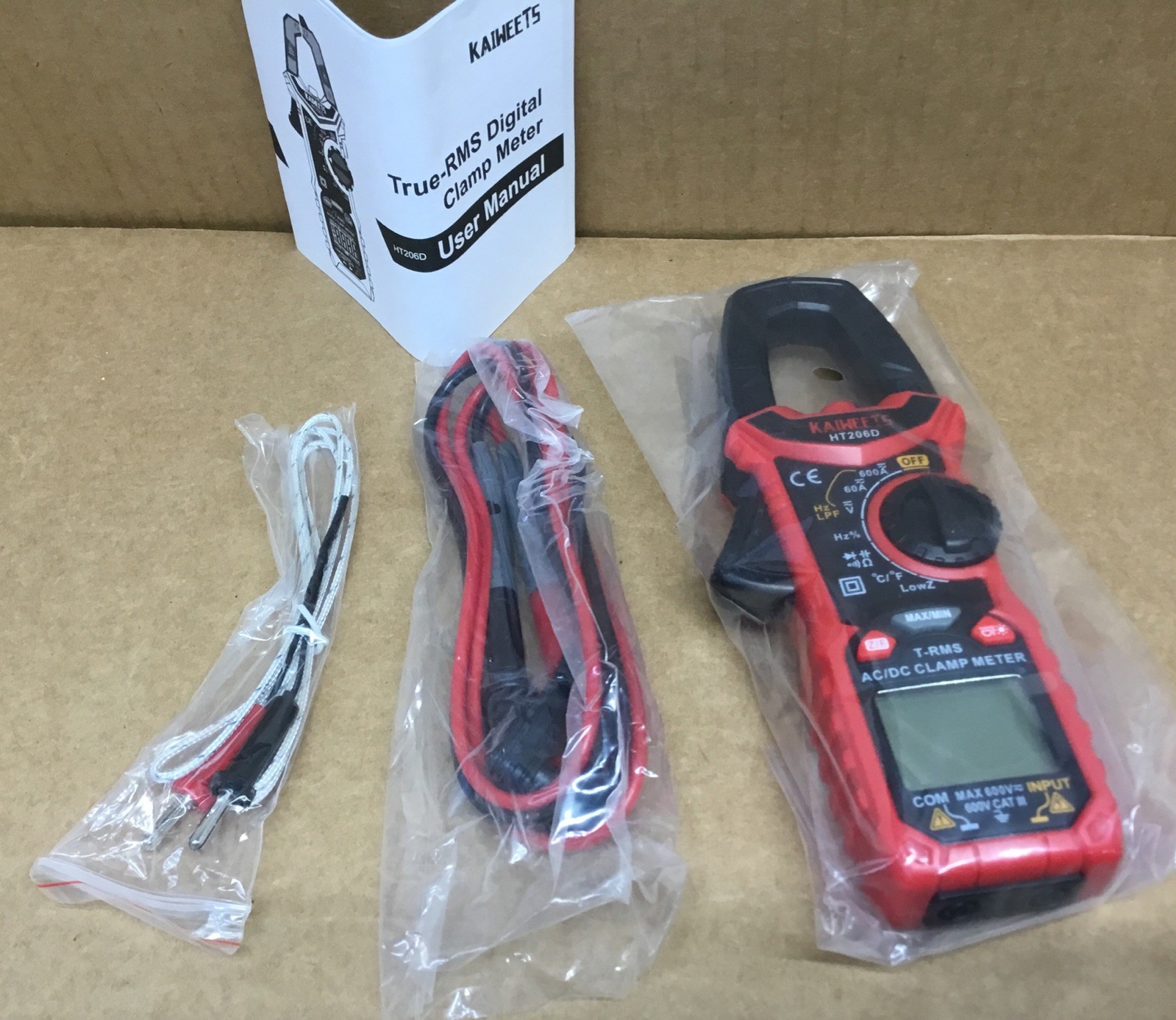 KAIWEETS HT206D Digital Clamp Meter Multi-Functional 6000 Count NCV Probe
