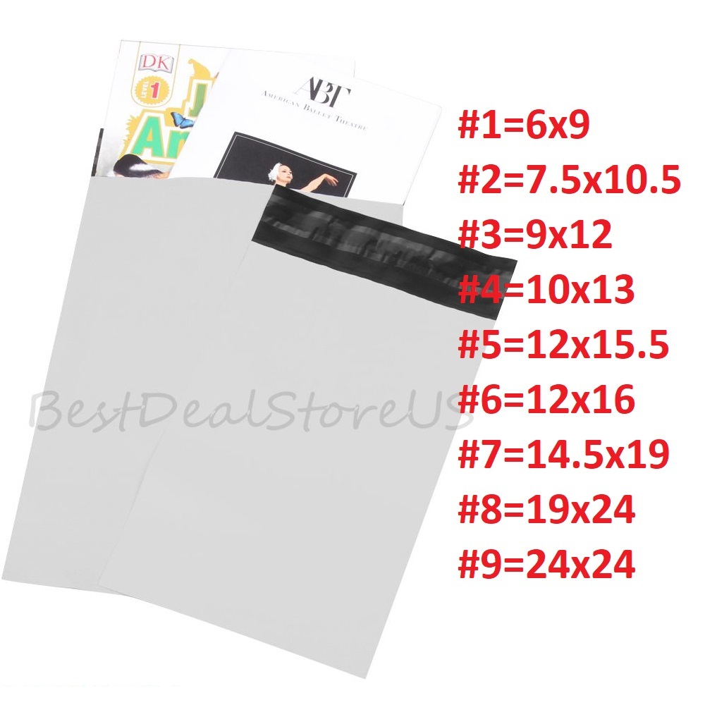 200 12X15.5 White Poly Mailer Self Sealing Shipping Envelopes Bags 12”X15.5” #5