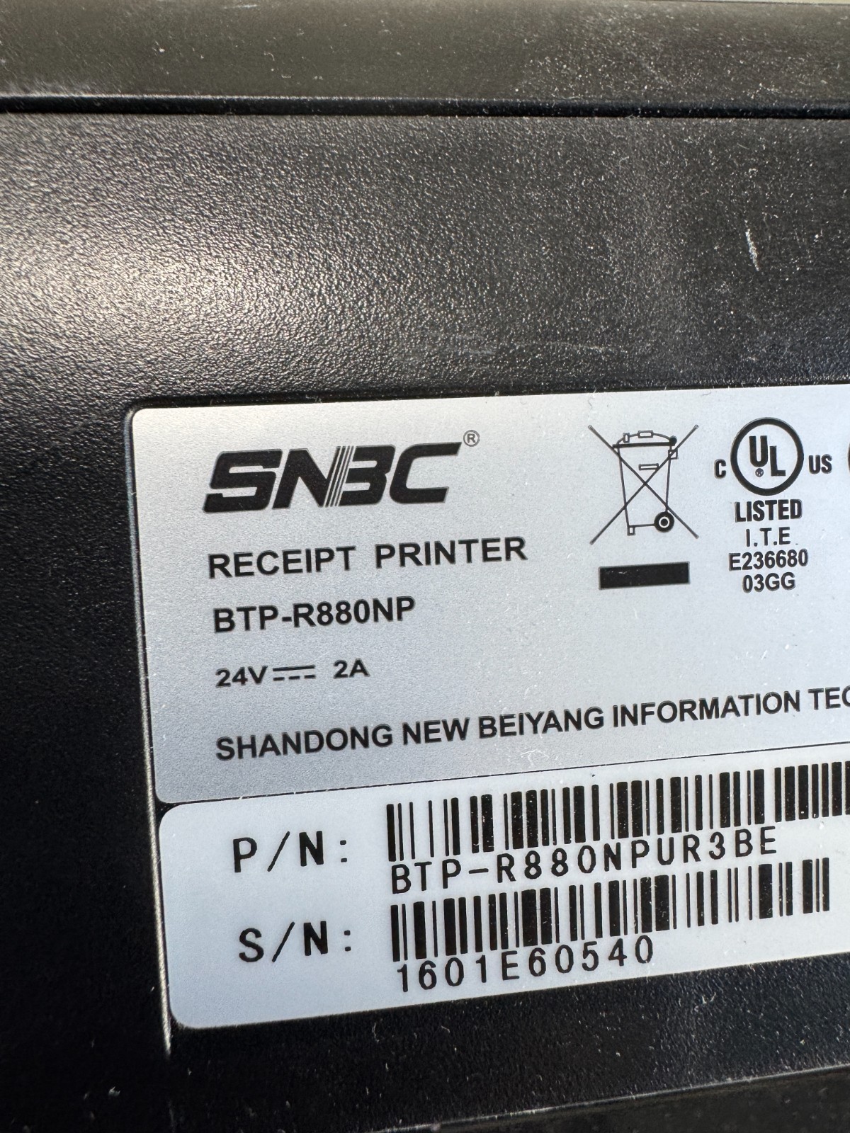 SNBC BTP-R880NP POS Receipt Printer – Black *NO ADAPTER* (e31)