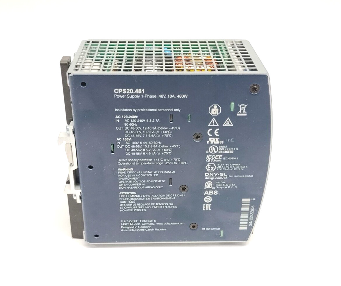 PULS CPS20.481 Power Supply 1-Phase 120-240VAC 48VDC 10A 480W