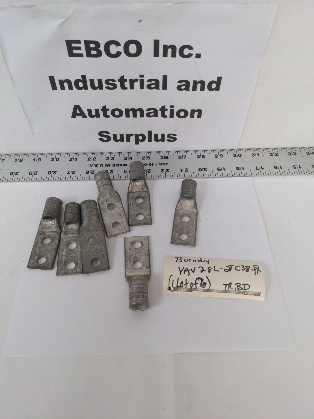 BURNDY PURPLE DIE 15 COMPRESSION LUG, YAV28L-2TC38-FX, LOT OF 7