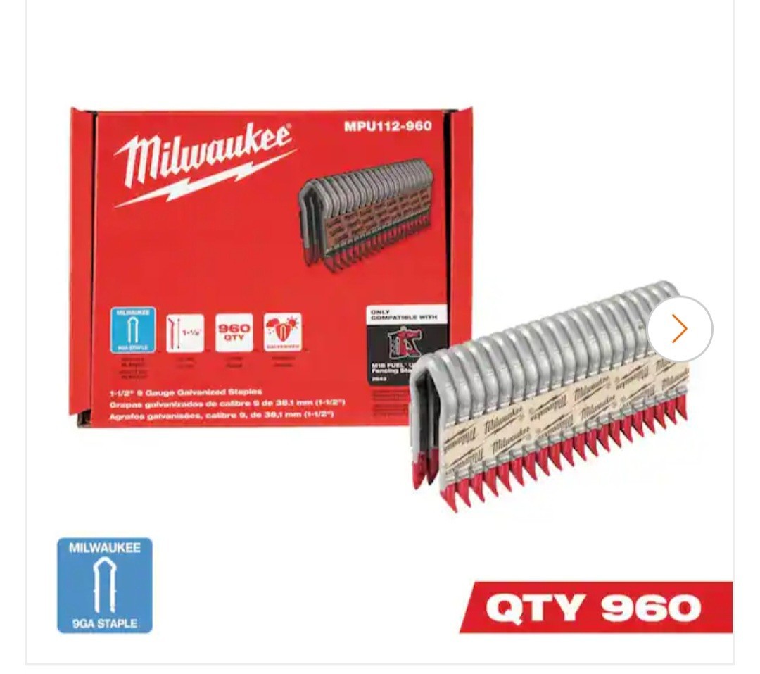1-1/2 In. 9-Gauge Galvanized Staples For M18 FUEL Utility Fencing Stapler