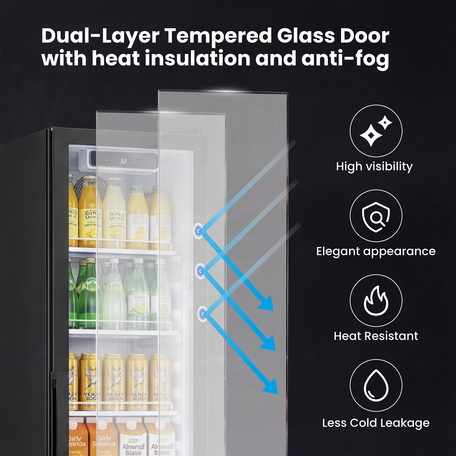 Yeego 8.3 Cu.ft Commercial Fridge Glass Door Merchandiser Refrigerator Black