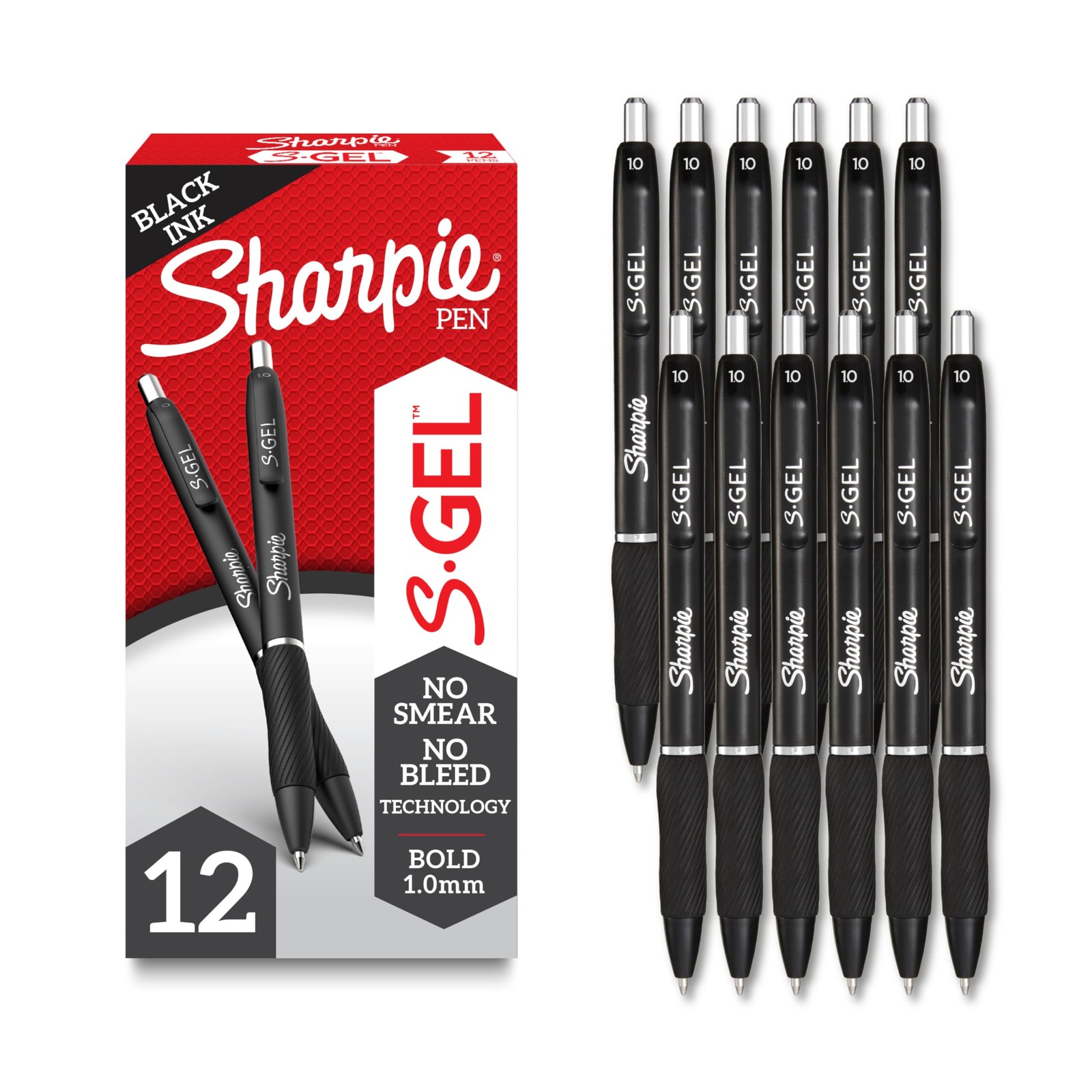 S-Pens, Bold Point (1.0mm), Black Ink, Smear-Resistant, 12 Count – Smooth Wri…