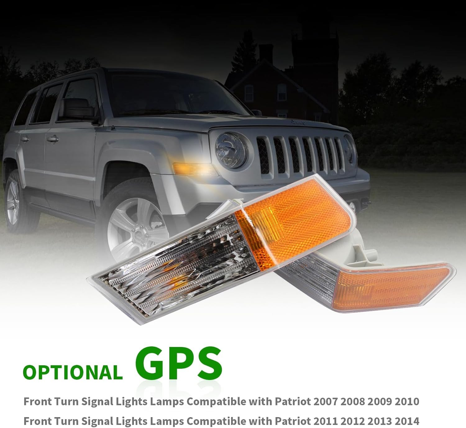 Front Turn Signal Lights Lamps with Patriot 2007-2017, 68004180AC, CH2527102, 68