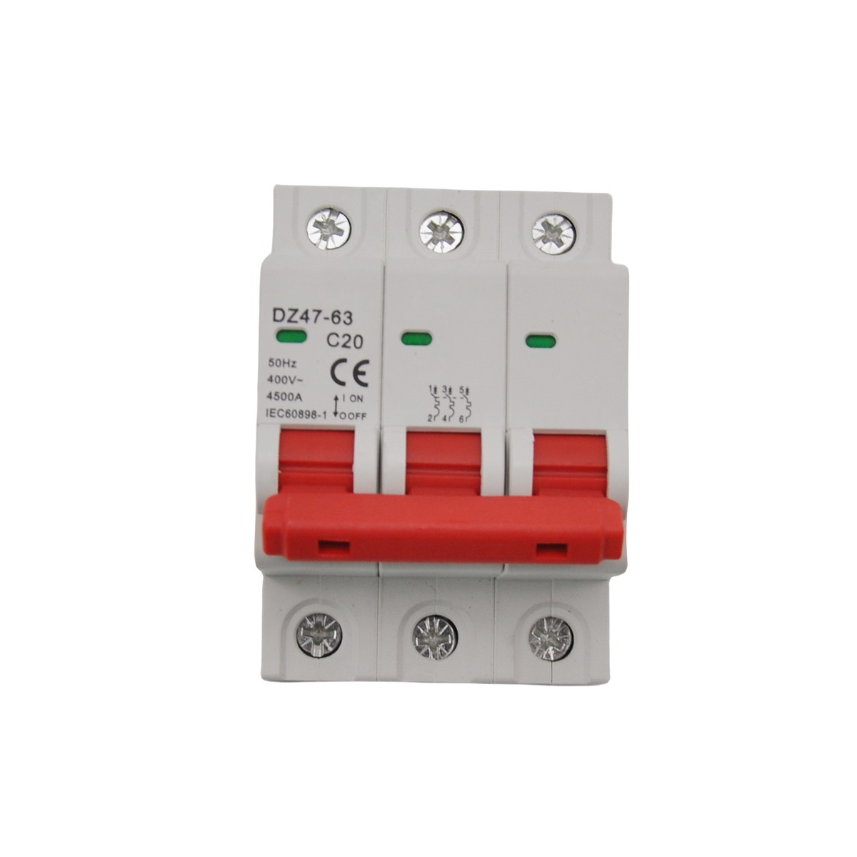 3P AC MCB Mini Circuit Breaker Type C 6 10 16 25 32 40 50 63 80 100 125Amp 400v