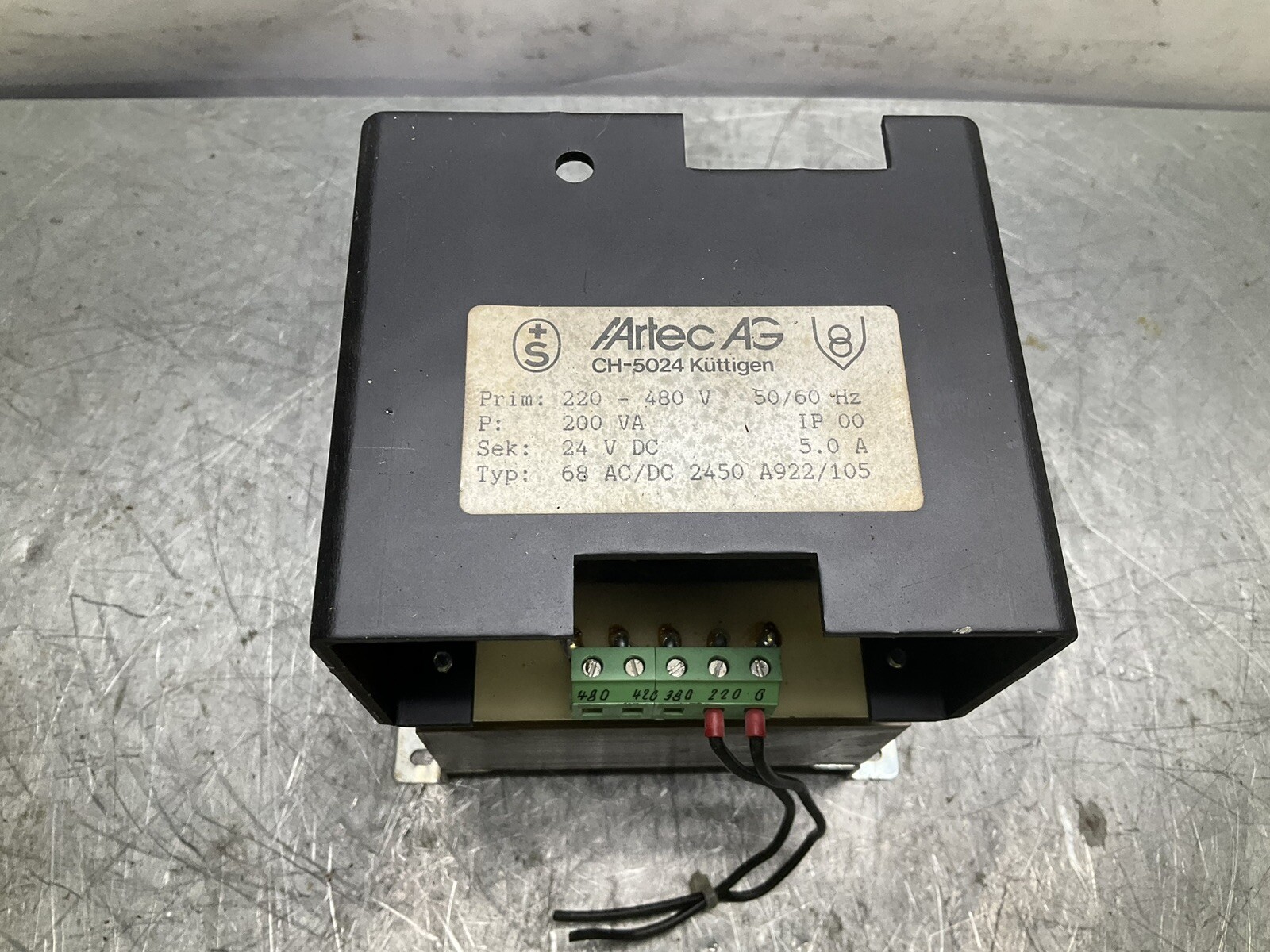 Artec AG CH-5024 Kuttigen Power Supply Transformer 220-480V 24VDC